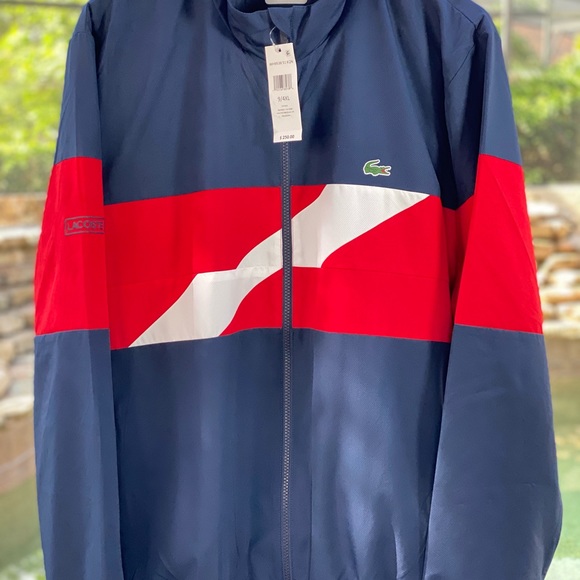 LACOSTE SPORT COLOR BANDS TAFFETA TENNIS TRACKSUIT - Picture 2 of 11